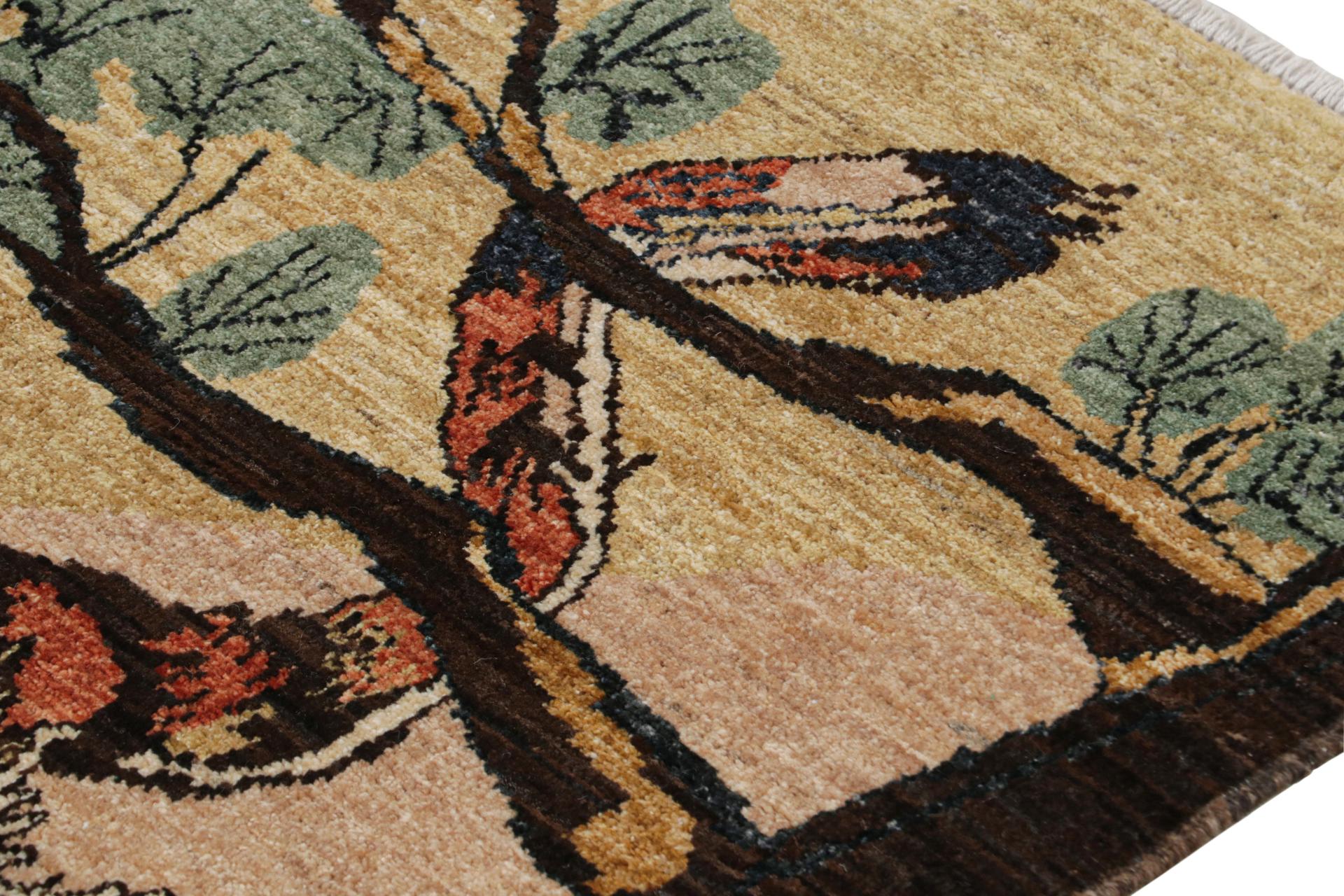 Rug & Kilim’s Tiger style pictorial runner in Brown, Gold and Orange In New Condition For Sale In Long Island City, NY