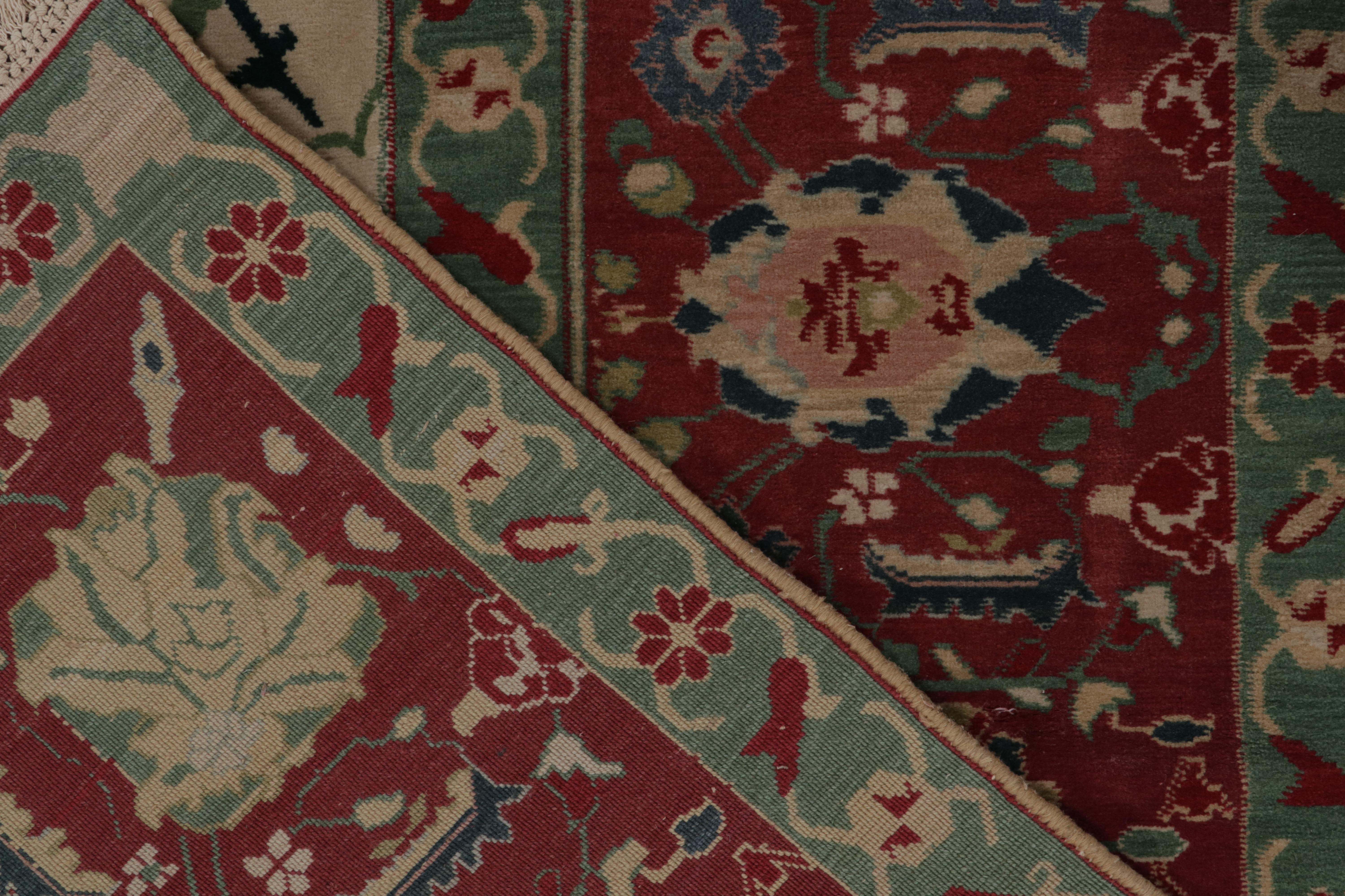 Traditioneller Agra-Teppich von Rug & Kilim in Beige, Rot und Teal mit Blumenmuster im Angebot 2