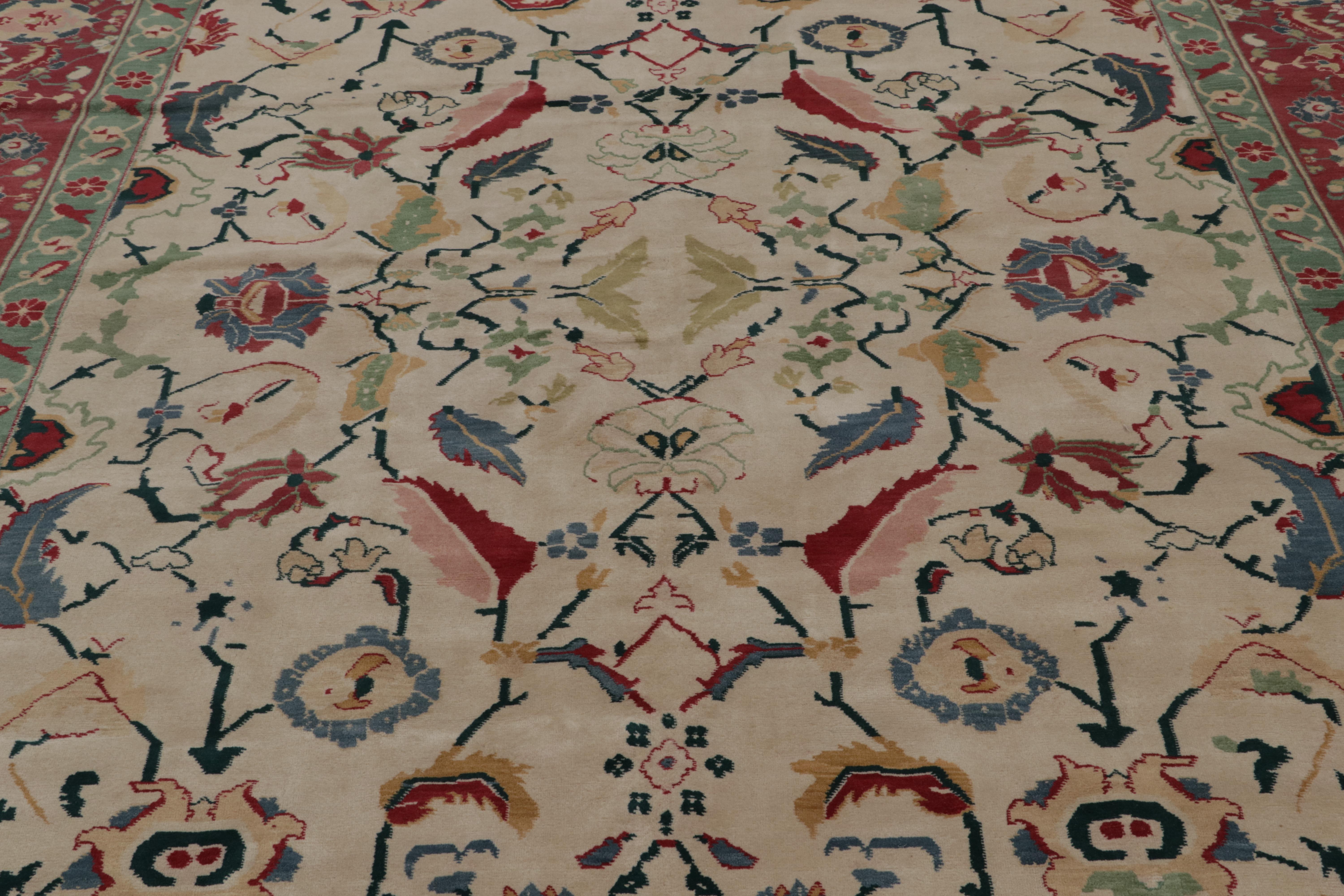 Traditioneller Agra-Teppich von Rug & Kilim in Beige, Rot und Teal mit Blumenmuster im Zustand „Neu“ im Angebot in Long Island City, NY