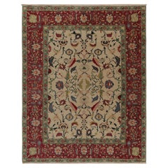 Rug & Kilim’s Traditional Agra style rug in Beige, Red and Teal Floral Pattern