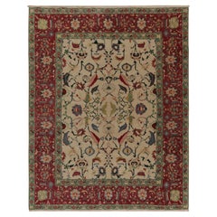 Rug & Kilim’s Traditional Agra style rug in Beige, Red and Teal Floral Pattern