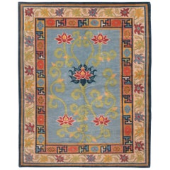 Tapis népalais traditionnel bleu et beige doré de Rug & Kilim