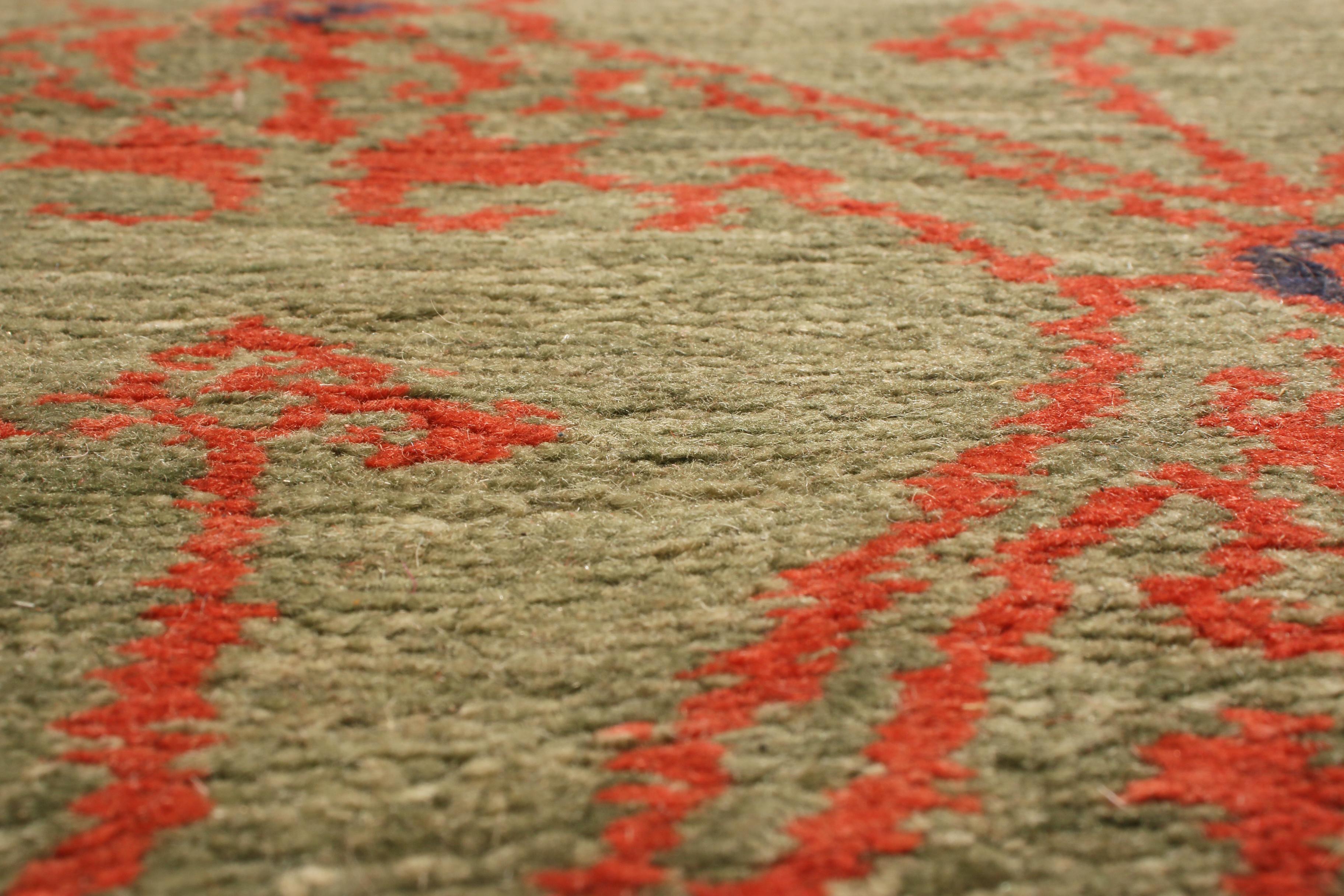 Traves de Mesa Tradicional Geométrico de Lana Verde y Roja de Rug & Kilim - 