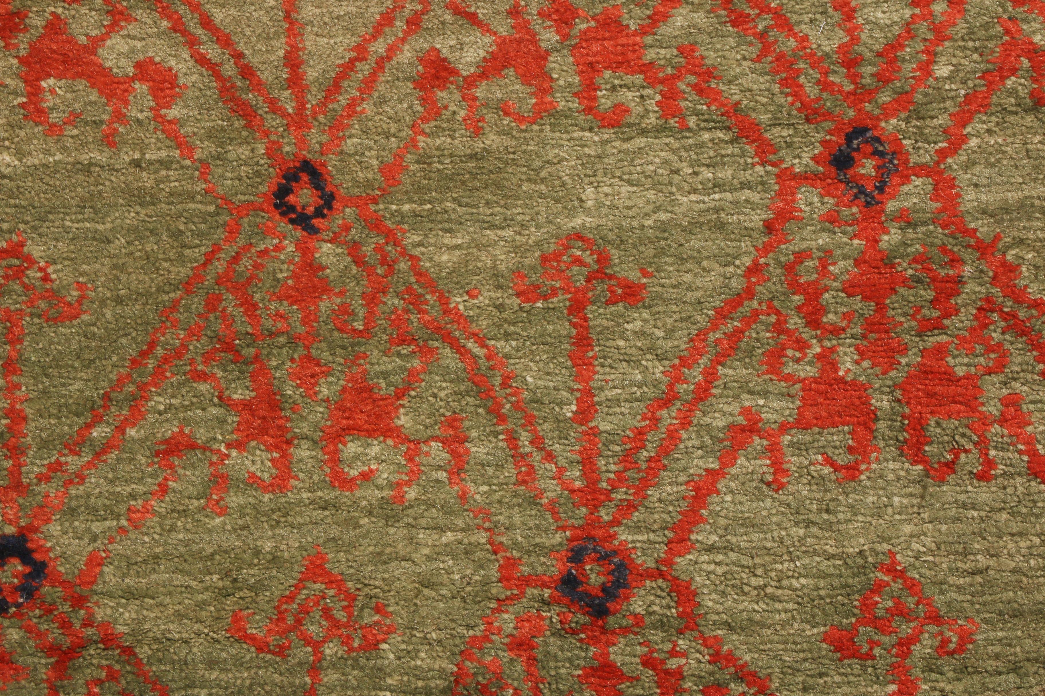 Traves de Mesa Tradicional Geométrico de Lana Verde y Roja de Rug & Kilim - 