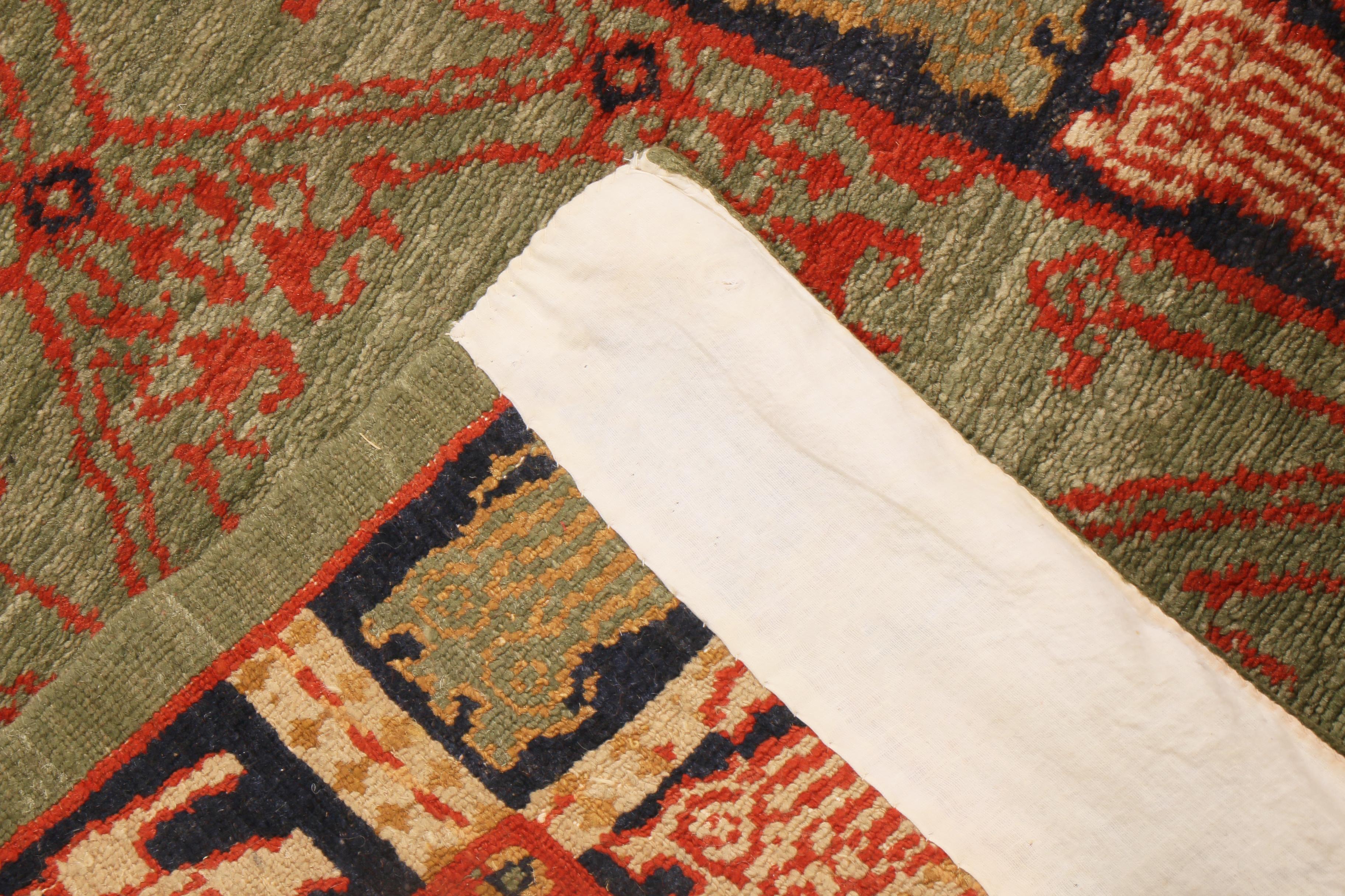 Traves de Mesa Tradicional Geométrico de Lana Verde y Roja de Rug & Kilim - 
