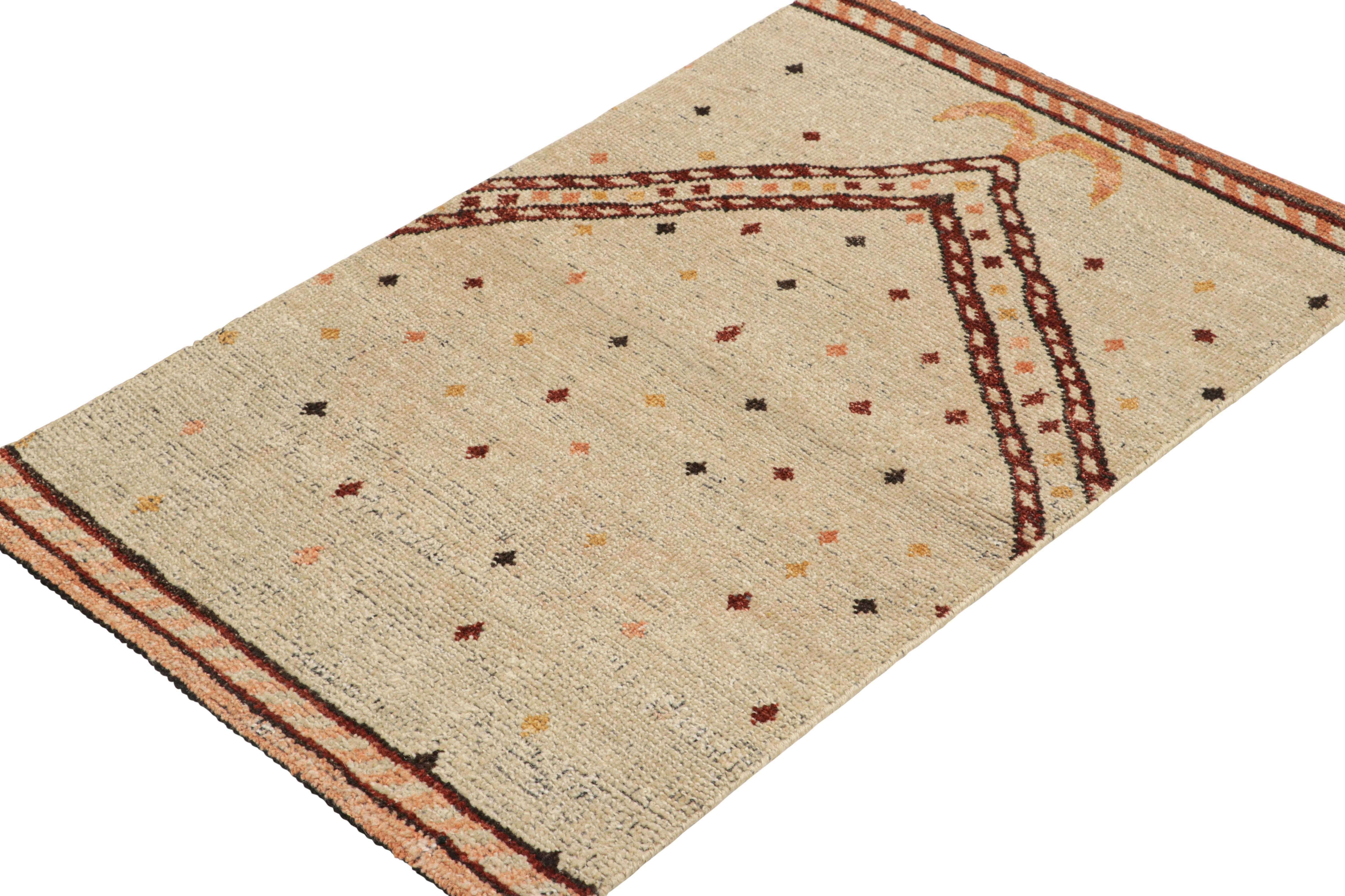 Hand-Knotted Rug & Kilim’s Traditional Geometric Rug in Beige-Brown Tones For Sale