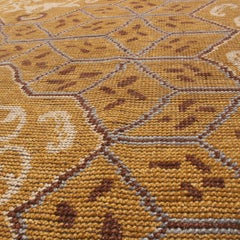 Rug & Kilim's Traditional Khotan Style Geometric Beige Brown and Blue Wool Rug