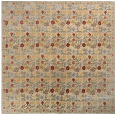Rug & Kilim’s Transitional European Style Rug in Gold and Green All-Over Floral