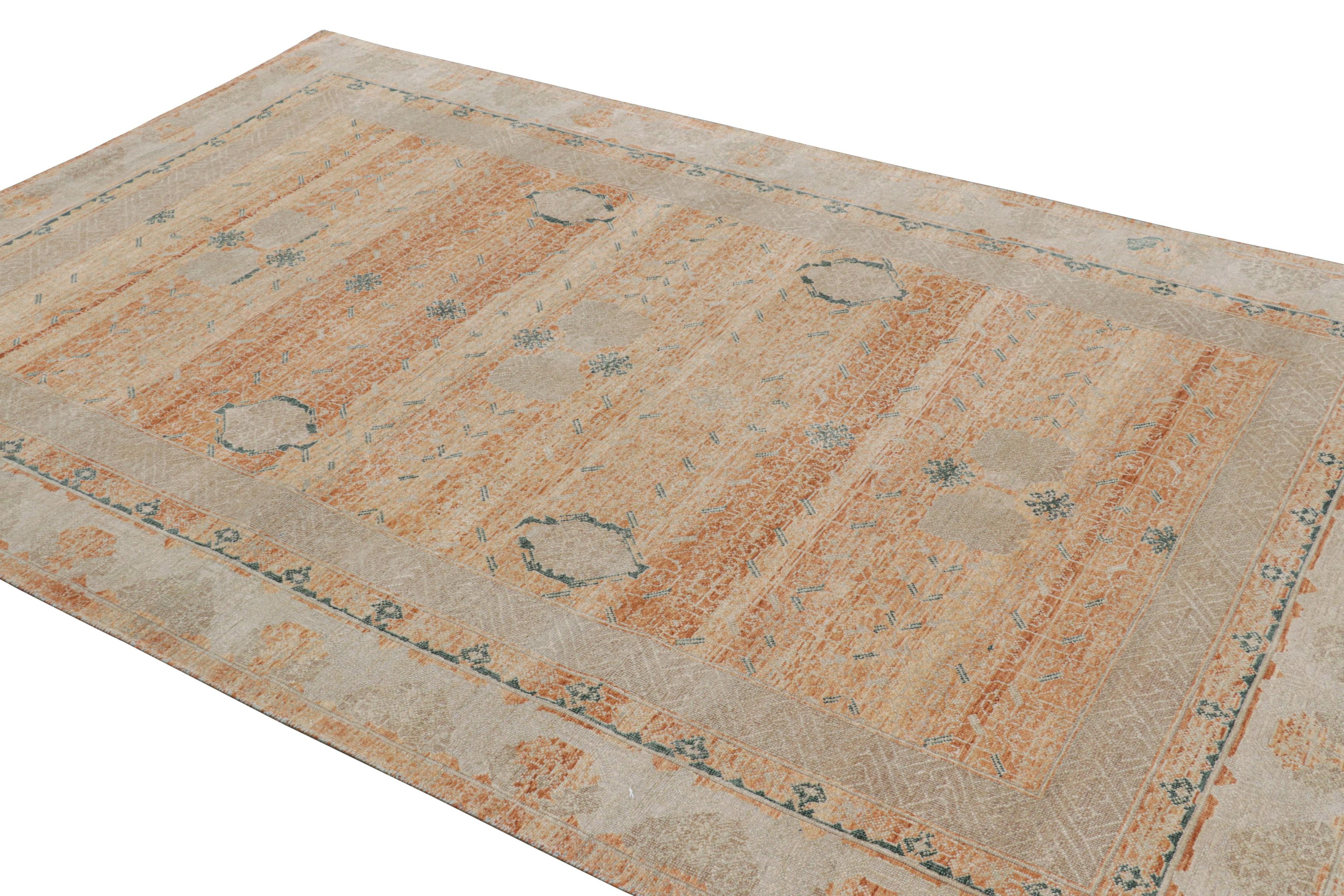 Rug & Kilim: tappeto di transizione in arancione e grigio con motivi geometrici In condizioni Nuovo in vendita a Long Island City, NY