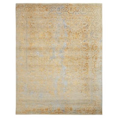 Rug & Kilim’s Transitional Style Rug in Beige and Gold High-Low Floral Pattern