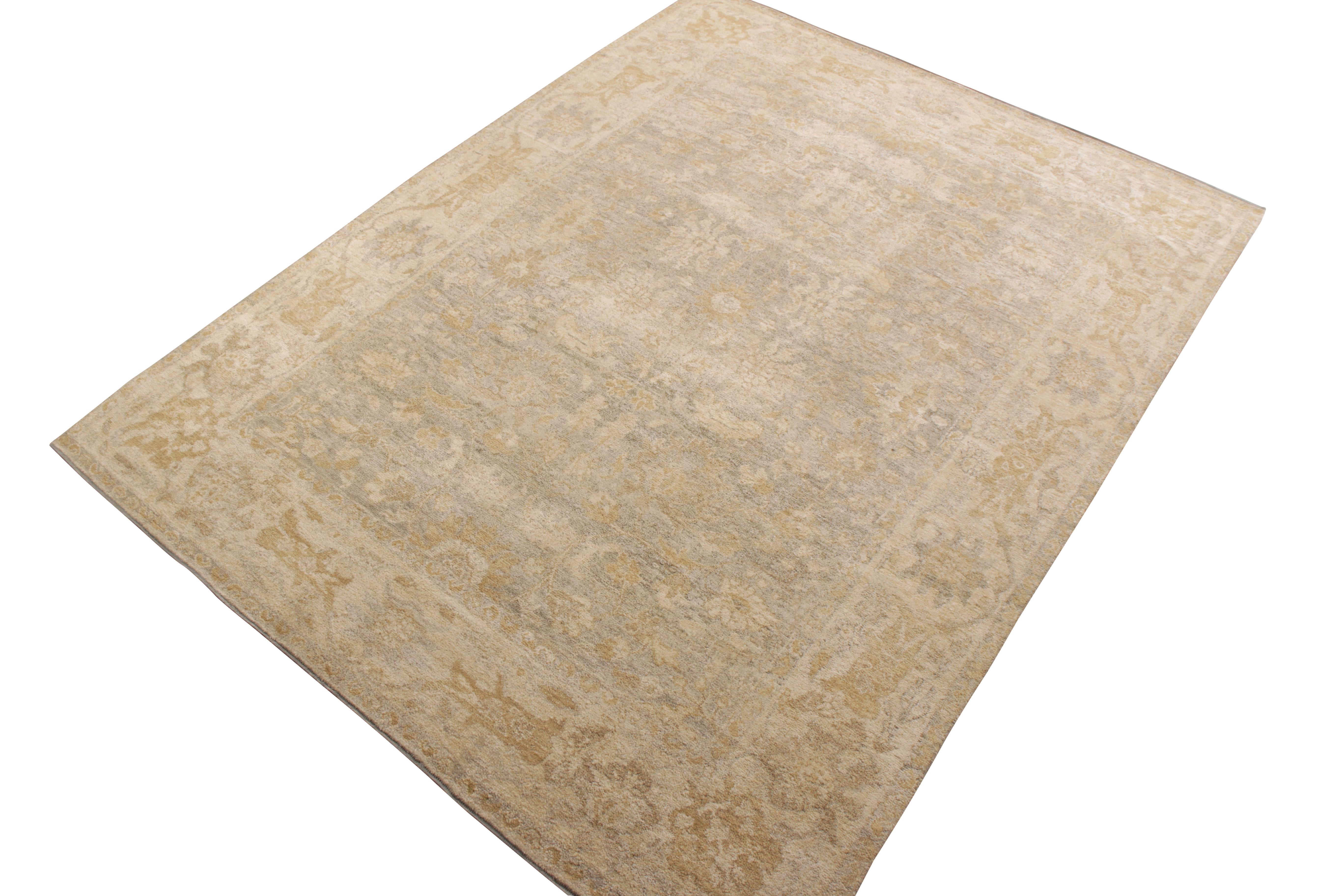 Other Rug & Kilim’s Transitional Style Rug in Beige-Brown All over Floral Pattern For Sale
