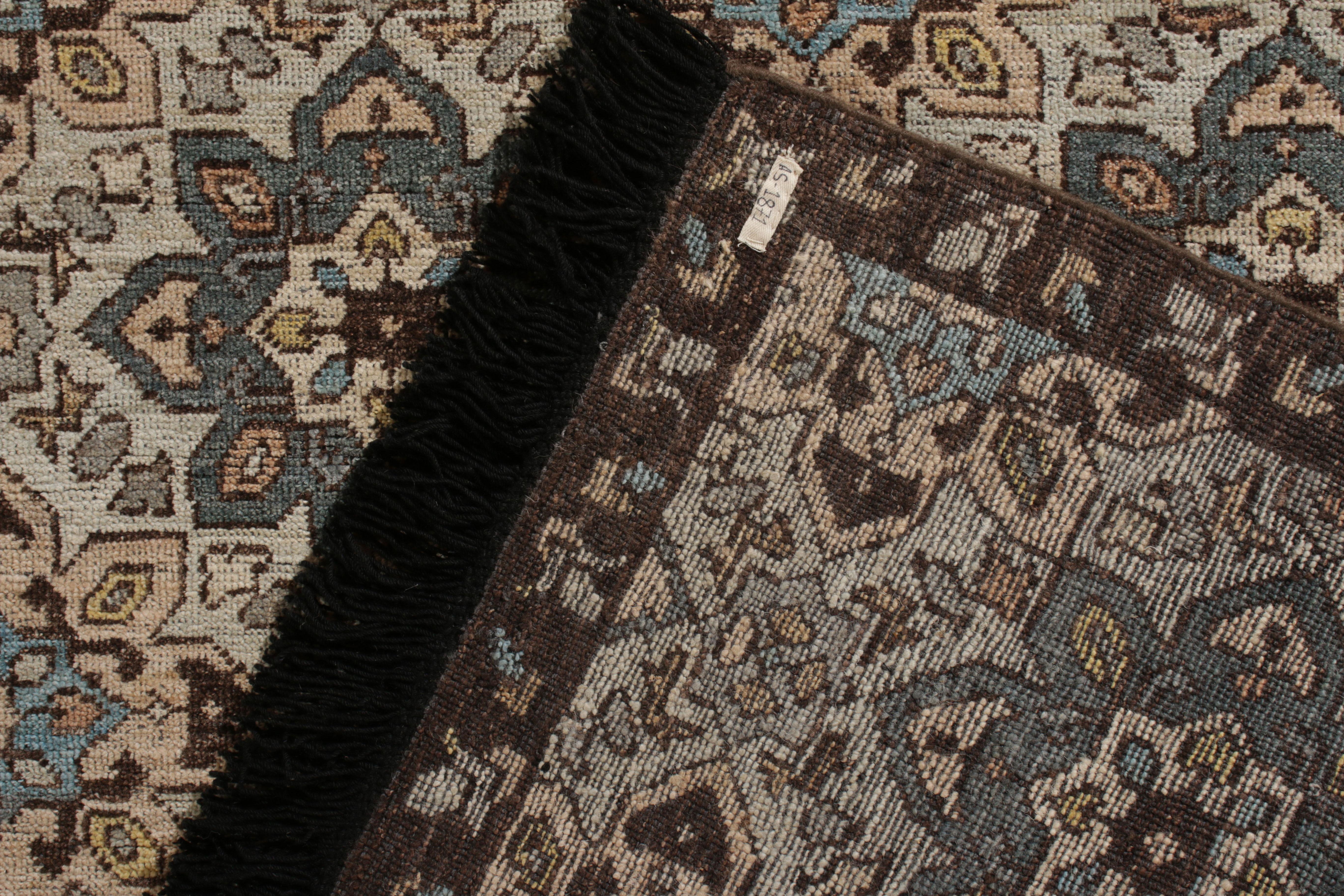 Teppich & Kilims Transitional Style Teppich in Beige-Braun und Blau mit Medaillonmuster (Handgeknüpft) im Angebot