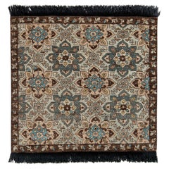 Rug & Kilim’s Transitional Style Rug in Beige-Brown and Blue Medallion Pattern