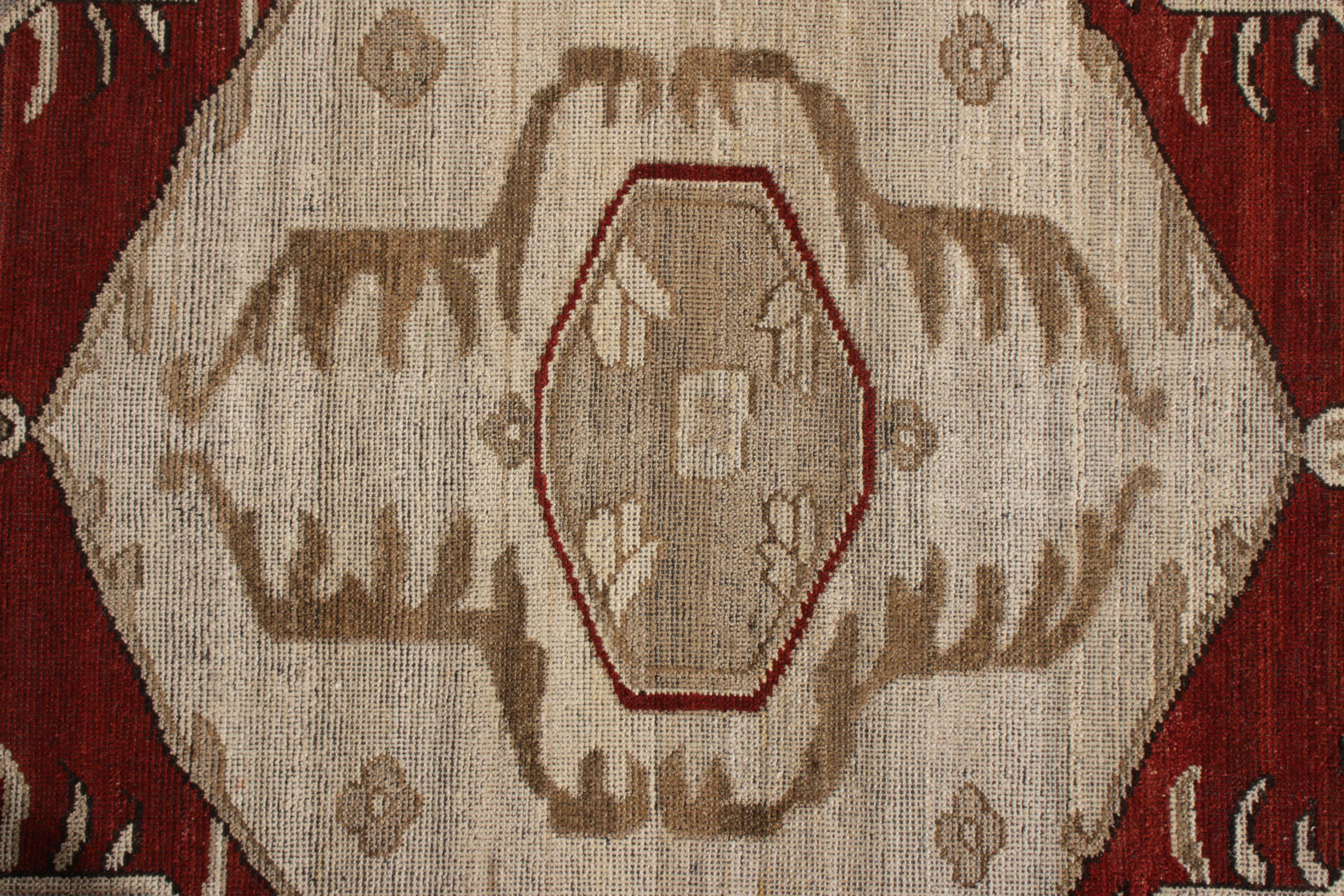Indian Rug & Kilim’s Transitional Style Rug in Blue and Red Medallion Pattern For Sale
