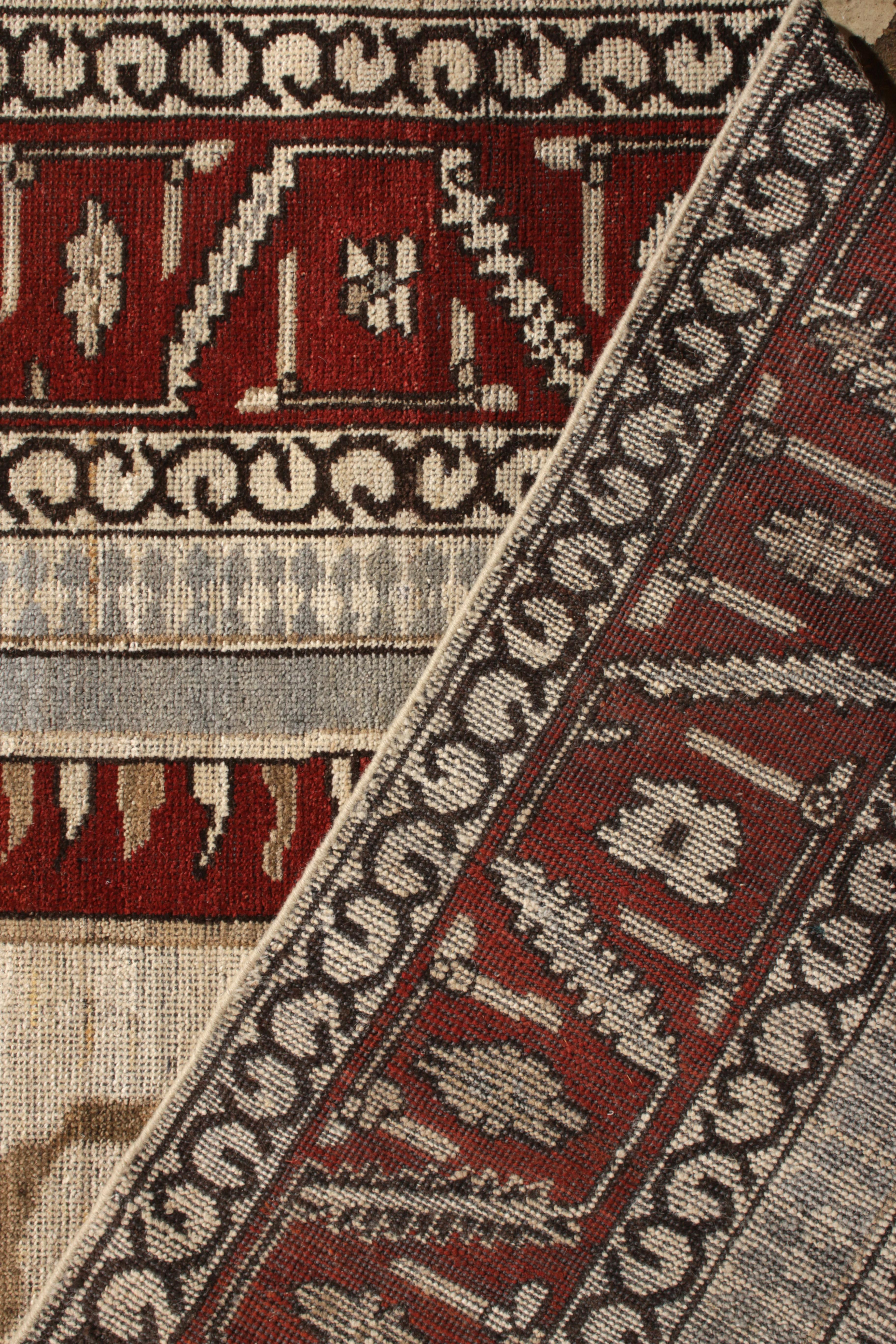 Hand-Knotted Rug & Kilim’s Transitional Style Rug in Blue and Red Medallion Pattern For Sale