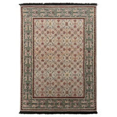 Rug & Kilim’s Transitional Style Rug in Green and Blue All Over Floral Pattern