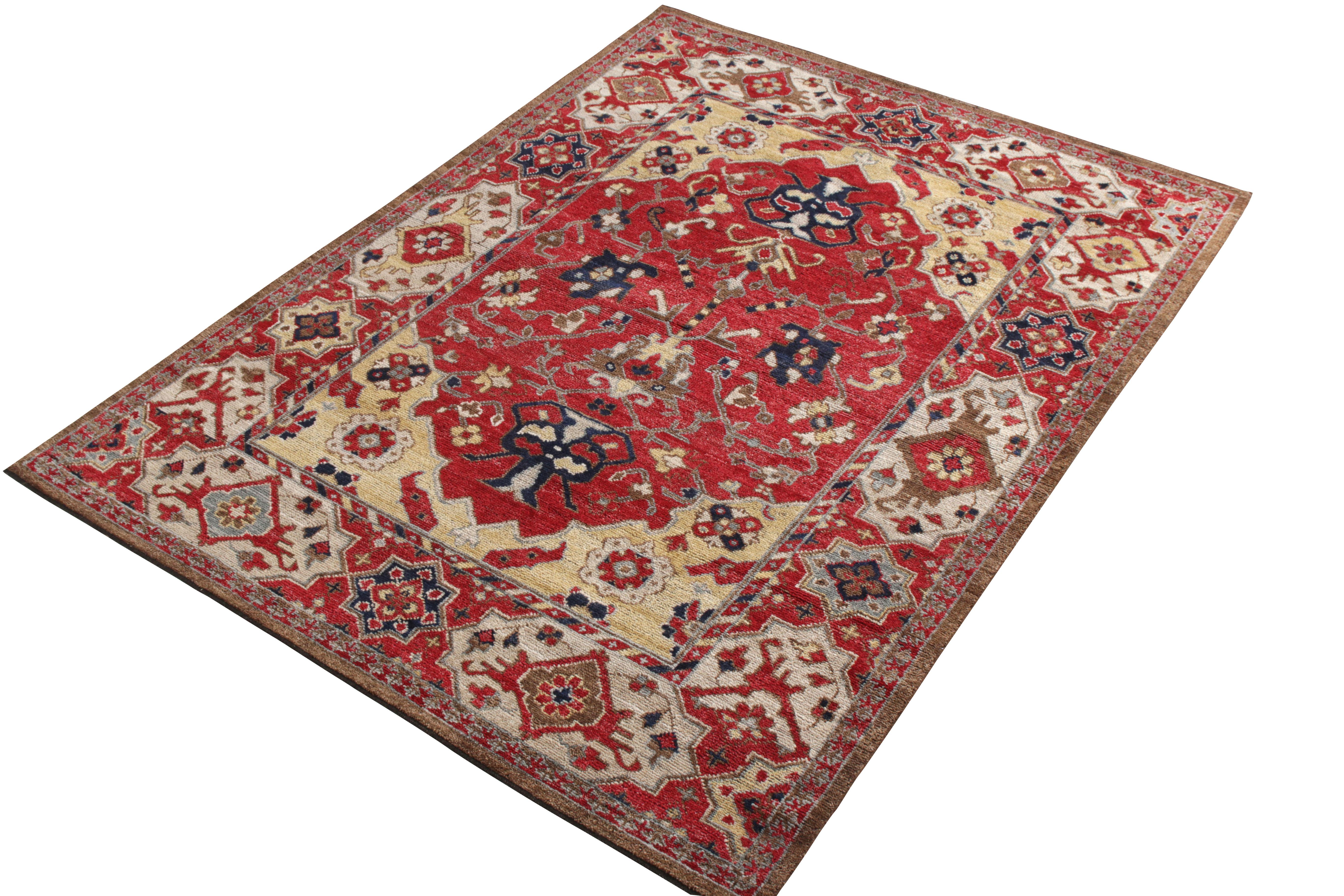 Other Rug & Kilim’s Transitional Style Rug in Red and Beige-Brown Floral Pattern For Sale