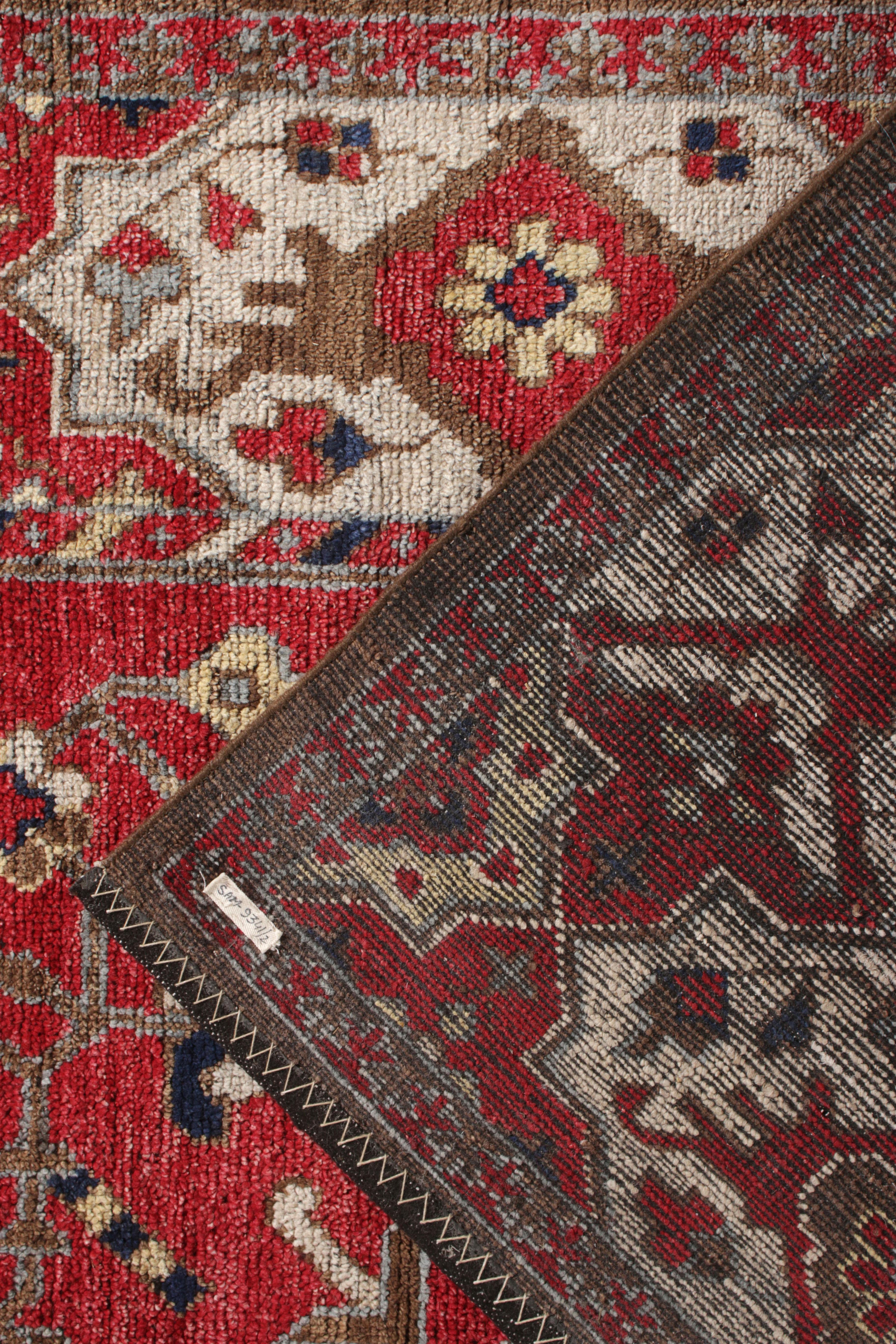 Hand-Knotted Rug & Kilim’s Transitional Style Rug in Red and Beige-Brown Floral Pattern For Sale
