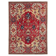 Rug & Kilim’s Transitional Style Rug in Red and Beige Floral Pattern