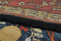 Rug & Kilim’s Tree of Life Rug in Blue, Gold and Red with Floral Patterns
