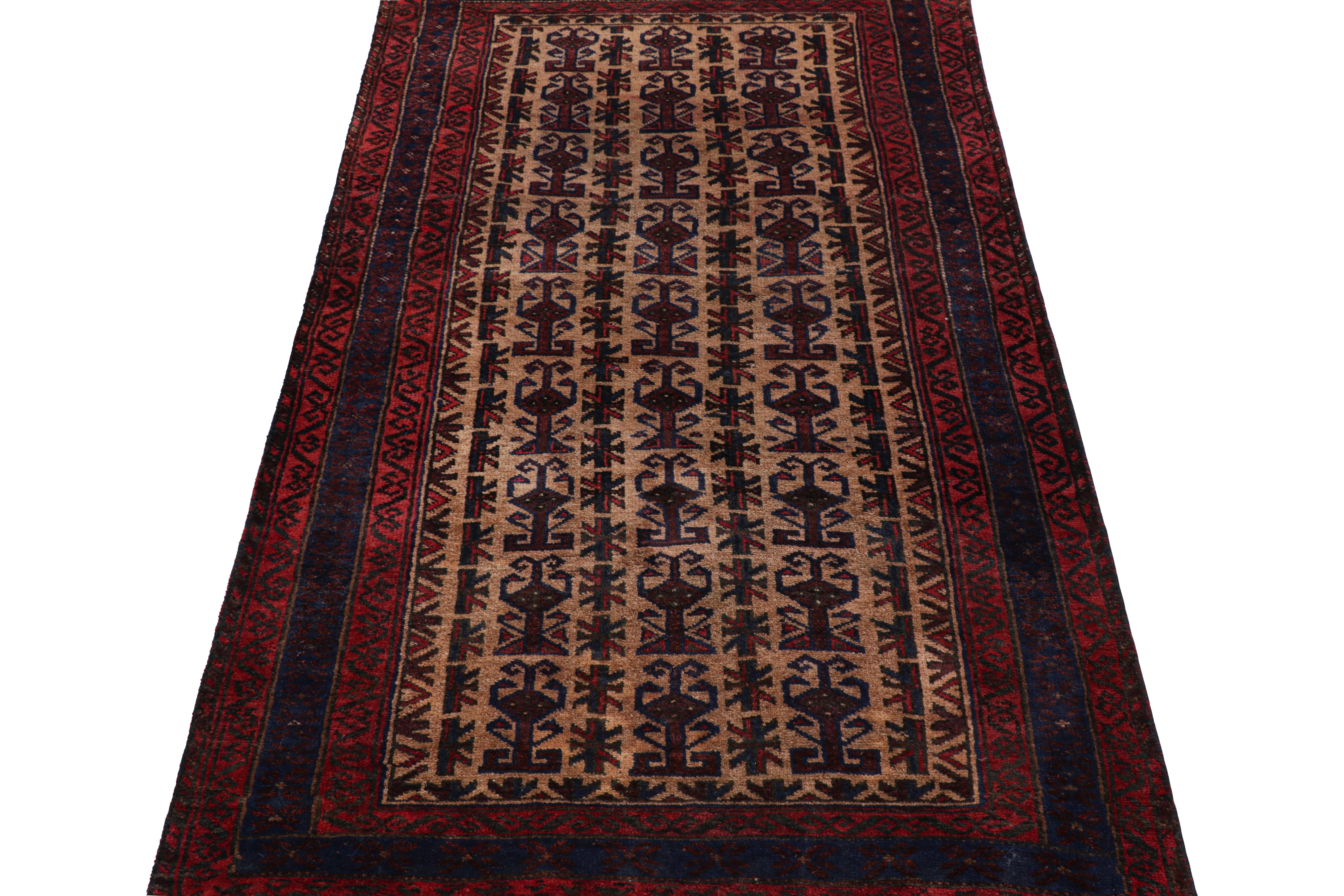 Rug & Kilim’s Tribal Baluch Rug in Beige with Geometric Patterns In New Condition For Sale In Long Island City, NY