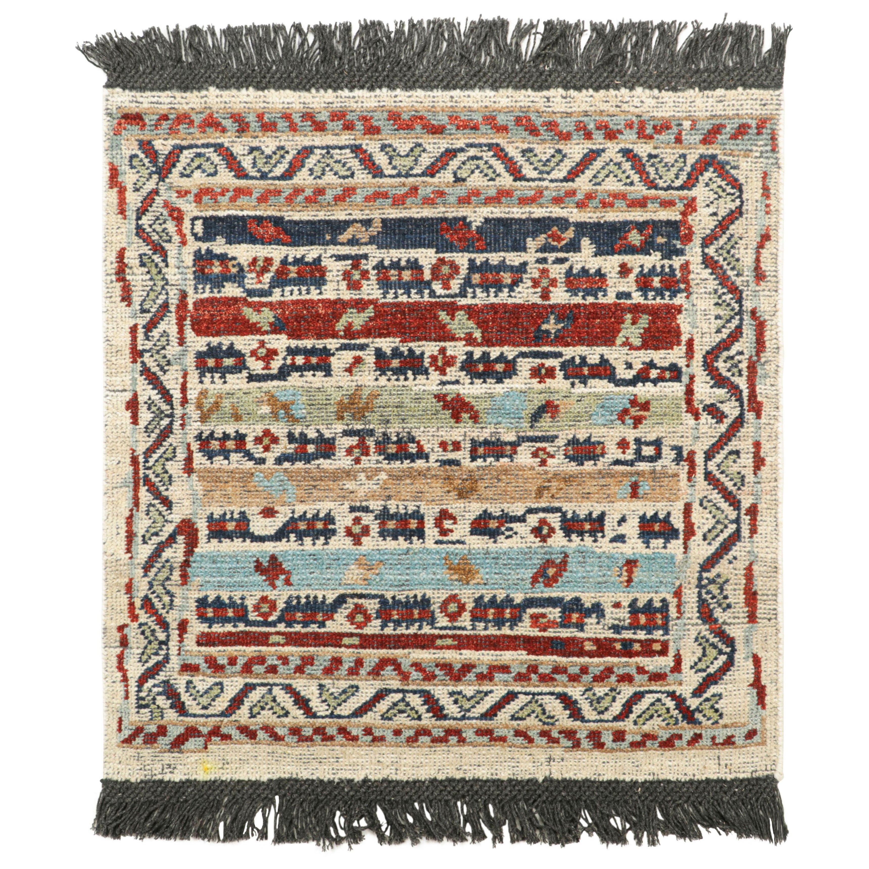 Campione di tappeto tribale personalizzato Rug & Kilim in beige con motivi multicolore