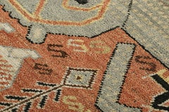 Rug & Kilim’s Tribal Custom Rug Sample with Rust, Blue and White Lion Pictorials