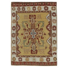 Rug & Kilim's Tribal Inspired Rug, Gold with Bold Traditional Medallion & Motifs