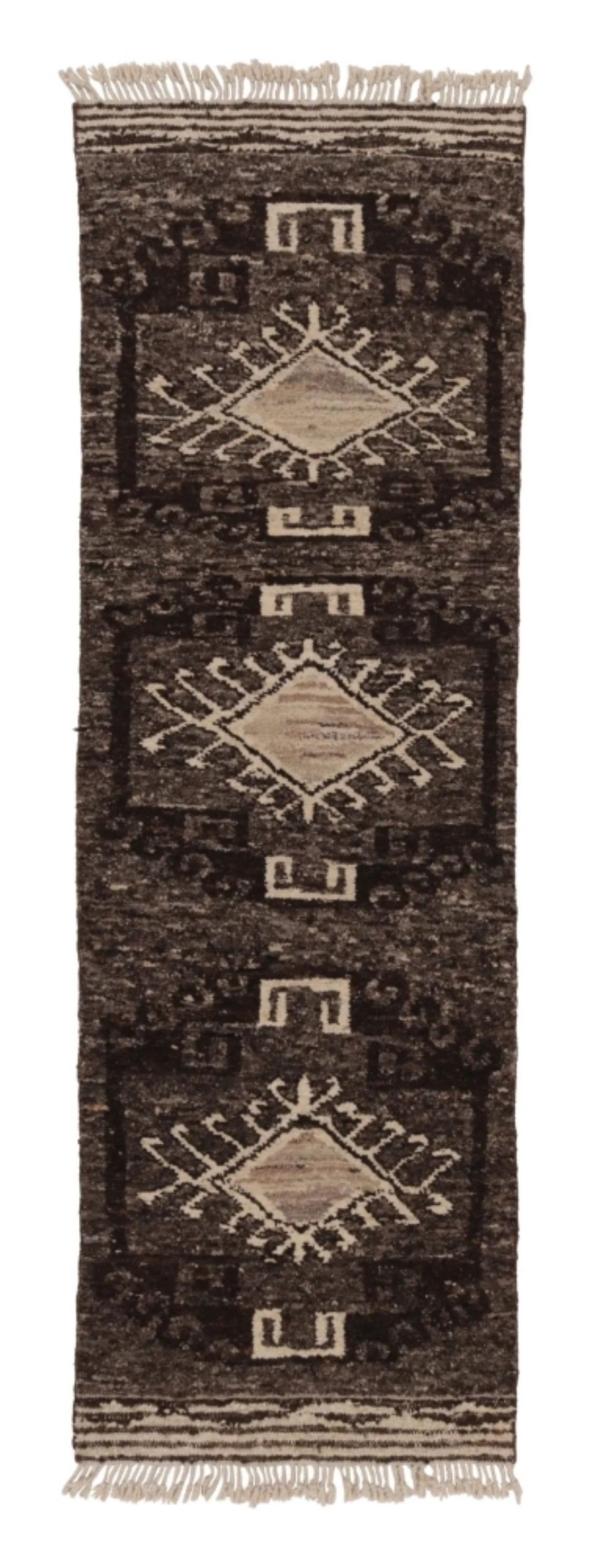 Tappeto Tribal Kilim Runner Rug
Kilim in beige-marrone con medaglioni