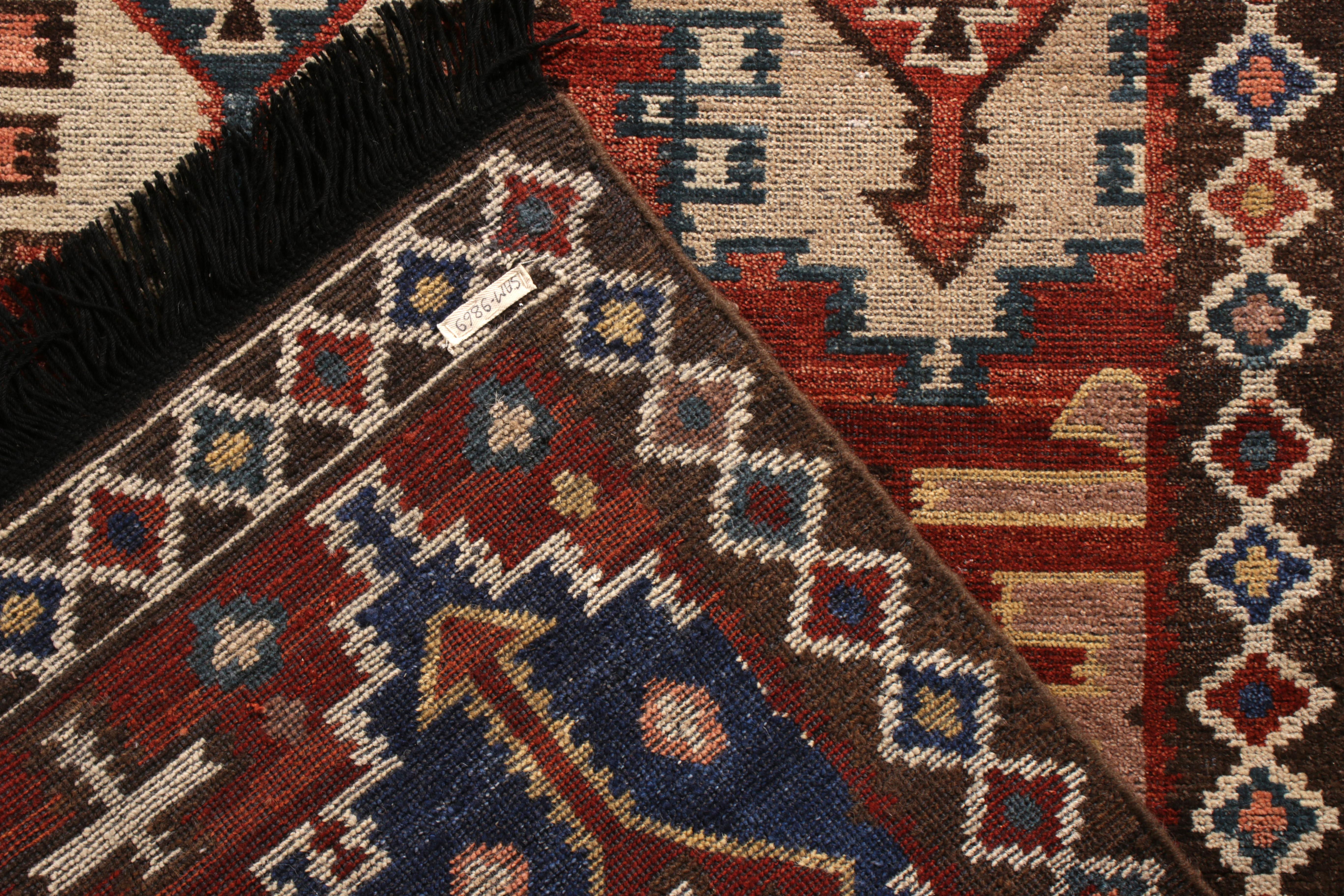 Rug & Kilim’s Tribal Kuba Style Rug in Red and Beige Brown Geometric Pattern In New Condition In Long Island City, NY