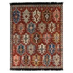 Teppich & Kilims Stammeskunst Kuba-Stil in Rot und Beige Braun mit geometrischem Muster