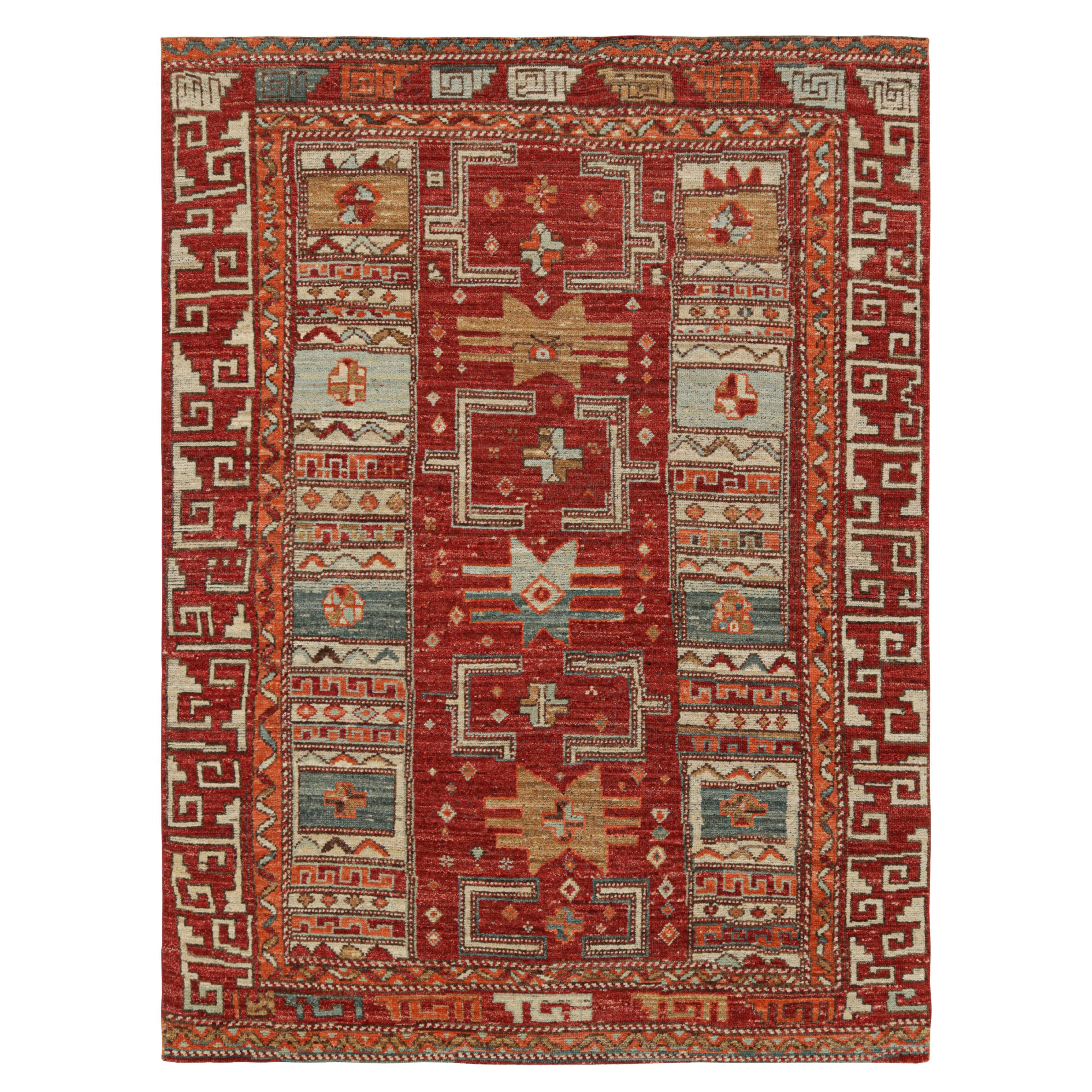 Rug & Kilims Stammesteppich in sattem Rot mit bunten geometrischen Mustern
