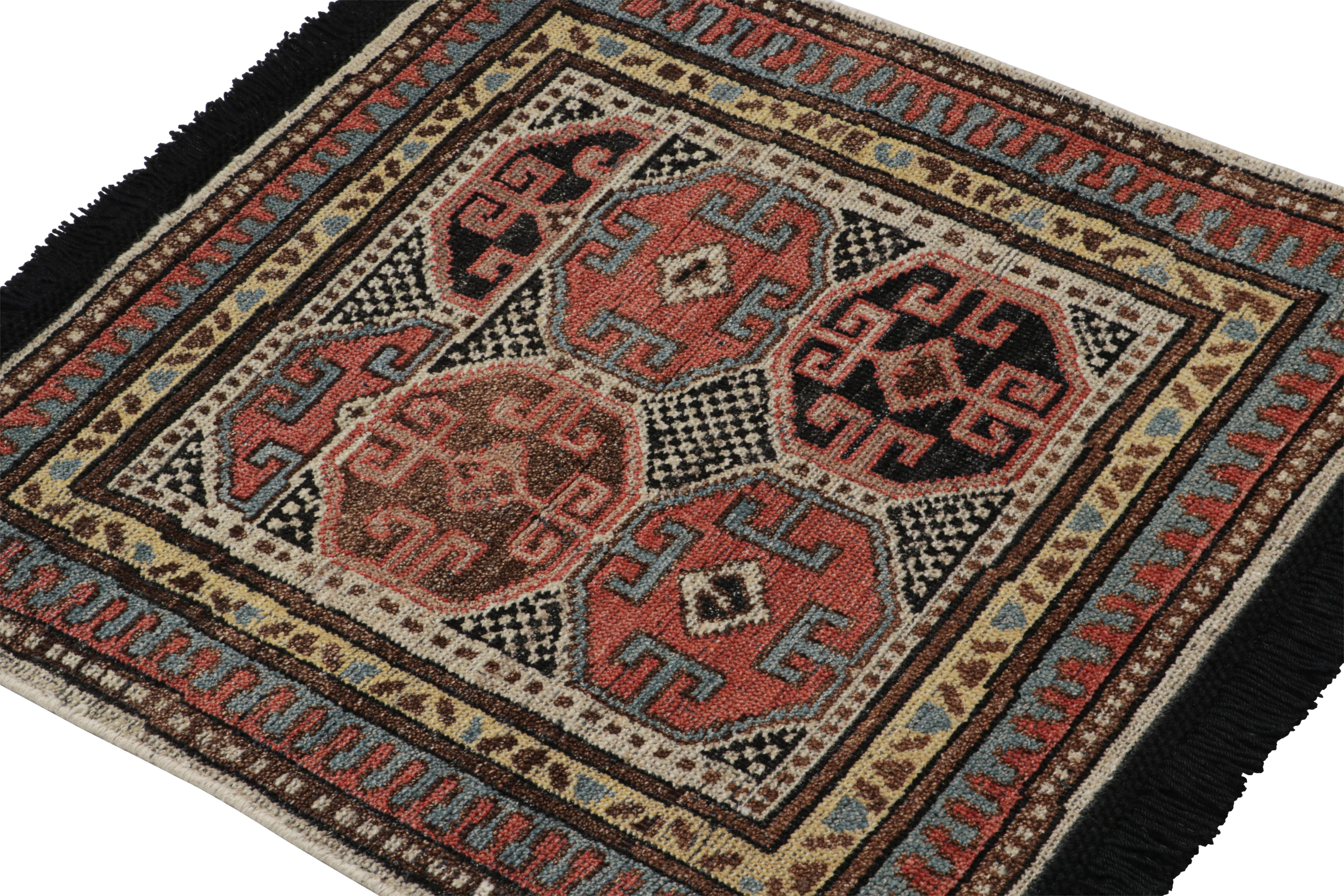 Inspired by antique tribal rugs of Turkish and Caucasian provenance, particularly in its love of medallions in the geometric gul style, this 2x2 square rug is hand-knotted in wool. 

On the Design: 

Particularly inspired by the nomadic tribal