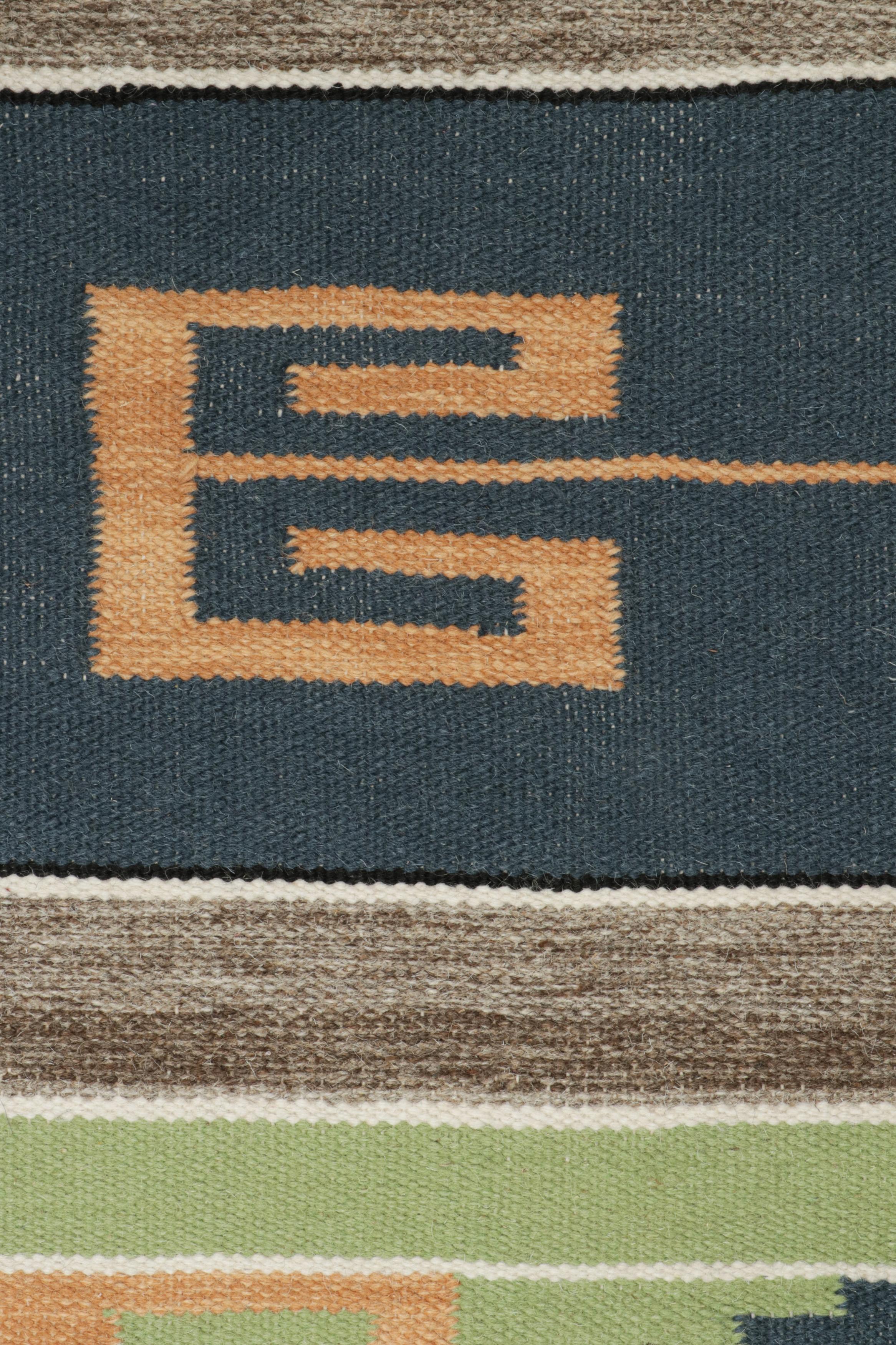 Rug & Kilim's Tribal style Kilim in Blue, Gold, Green Patterns (en anglais) Neuf - En vente à Long Island City, NY