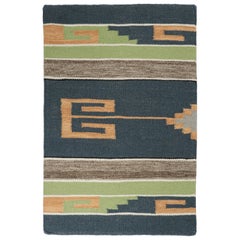 Rug & Kilim's Tribal style Kilim in Blue, Gold, Green Patterns (en anglais)