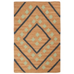 Rug & Kilim's Kilim de style tribal en or avec des motifs noirs et verts