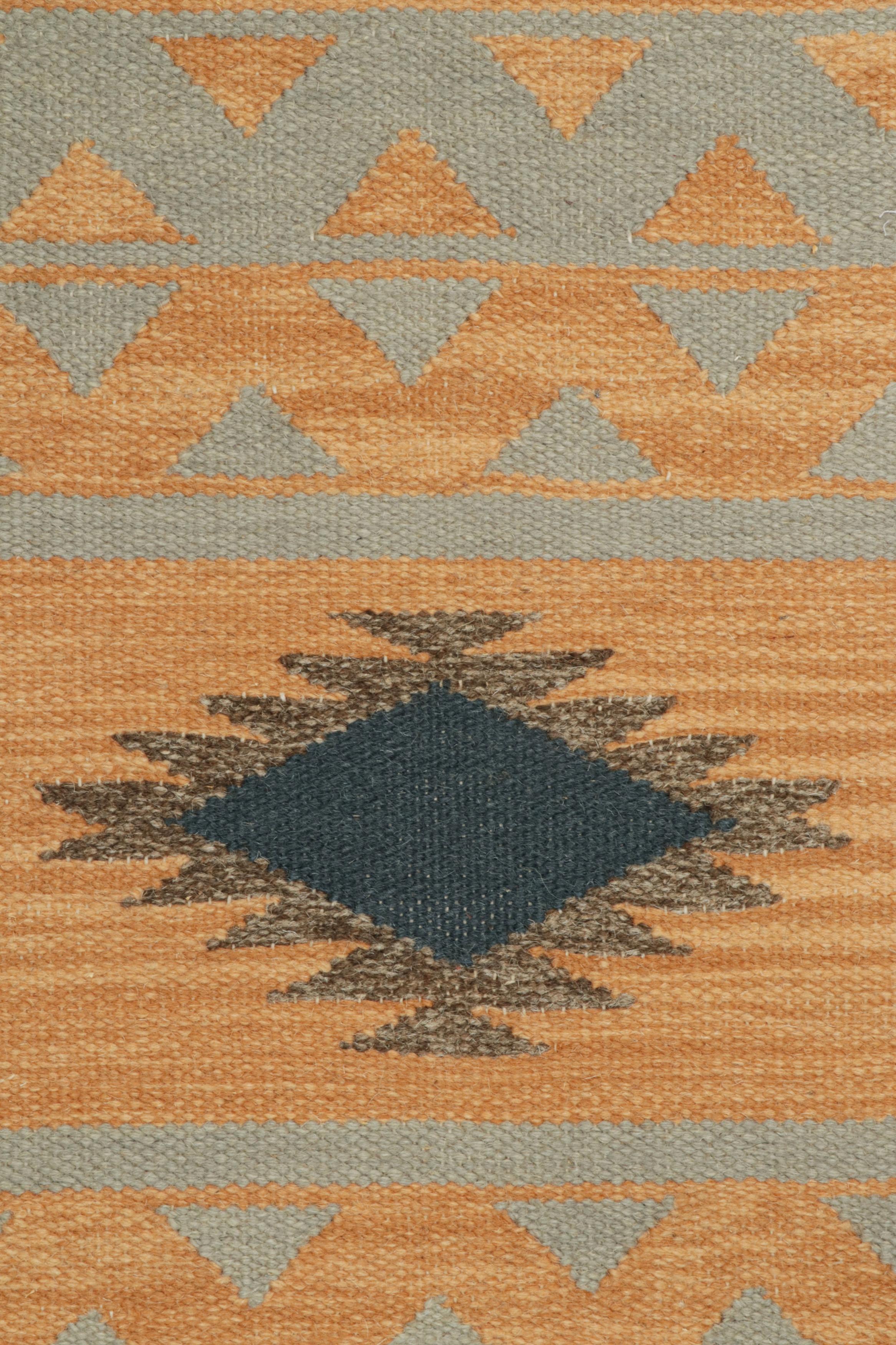Rug & Kilim’s Tribal style Kilim in Gold with Grey & Black Patterns In New Condition For Sale In Long Island City, NY
