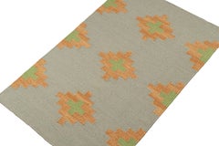 Rug & Kilim’s Tribal style Kilim in Grey with Gold & Green Patterns