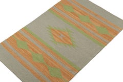 Rug & Kilim’s Tribal style Kilim in Grey with Gold & Green Patterns