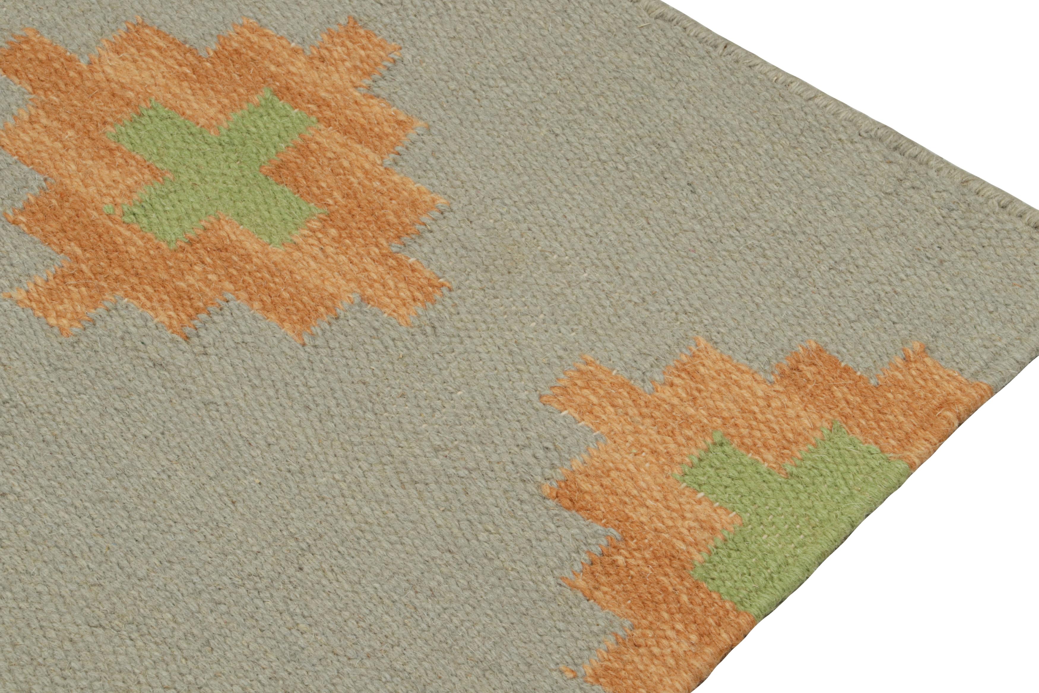 Kilim de estilo tribal de Rug & Kilim en gris con motivos dorados y verdes en Nuevo estado para la venta en Long Island City, NY