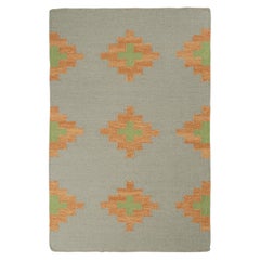Rug 
Kilim
s Kilim de style tribal en gris avec des motifs or et verts