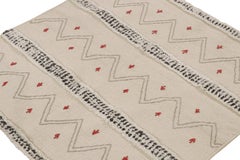 Rug & Kilim’s Tribal-Style Kilim in off White, Gray and Red Geometric Patterns