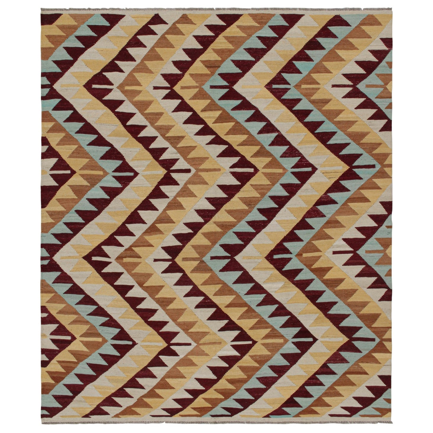 Rug & Kilim’s Tribal Style Kilim in Red, Blue and Beige-Brown Geometric Patterns