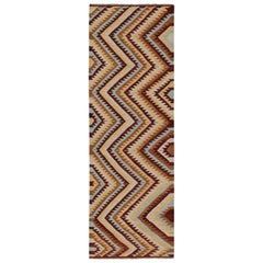 Rug & Kilim’s Tribal Style Kilim in Red, Blue and Beige-Brown Geometric Patterns