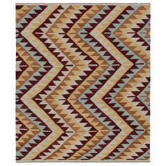 Rug & Kilim’s Tribal Style Kilim in Red, Blue and Beige-Brown Geometric Patterns