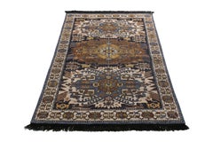 Tapis & Kilims - Tapis de style tribal en motif géométrique beige-marron et bleu
