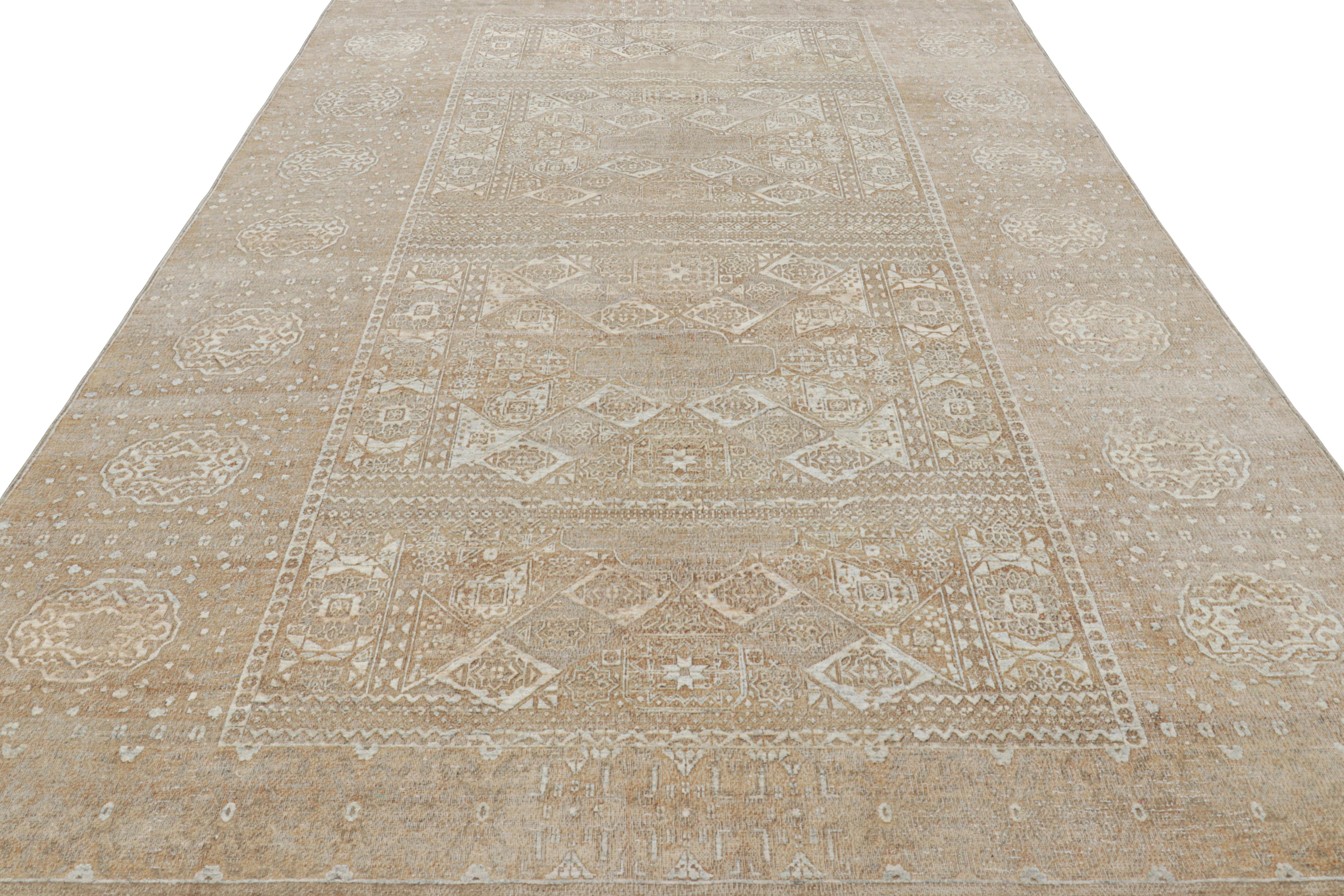 Alfombra de estilo tribal Rug & Kilim en beige-marrón con motivos geométricos Indio en venta
