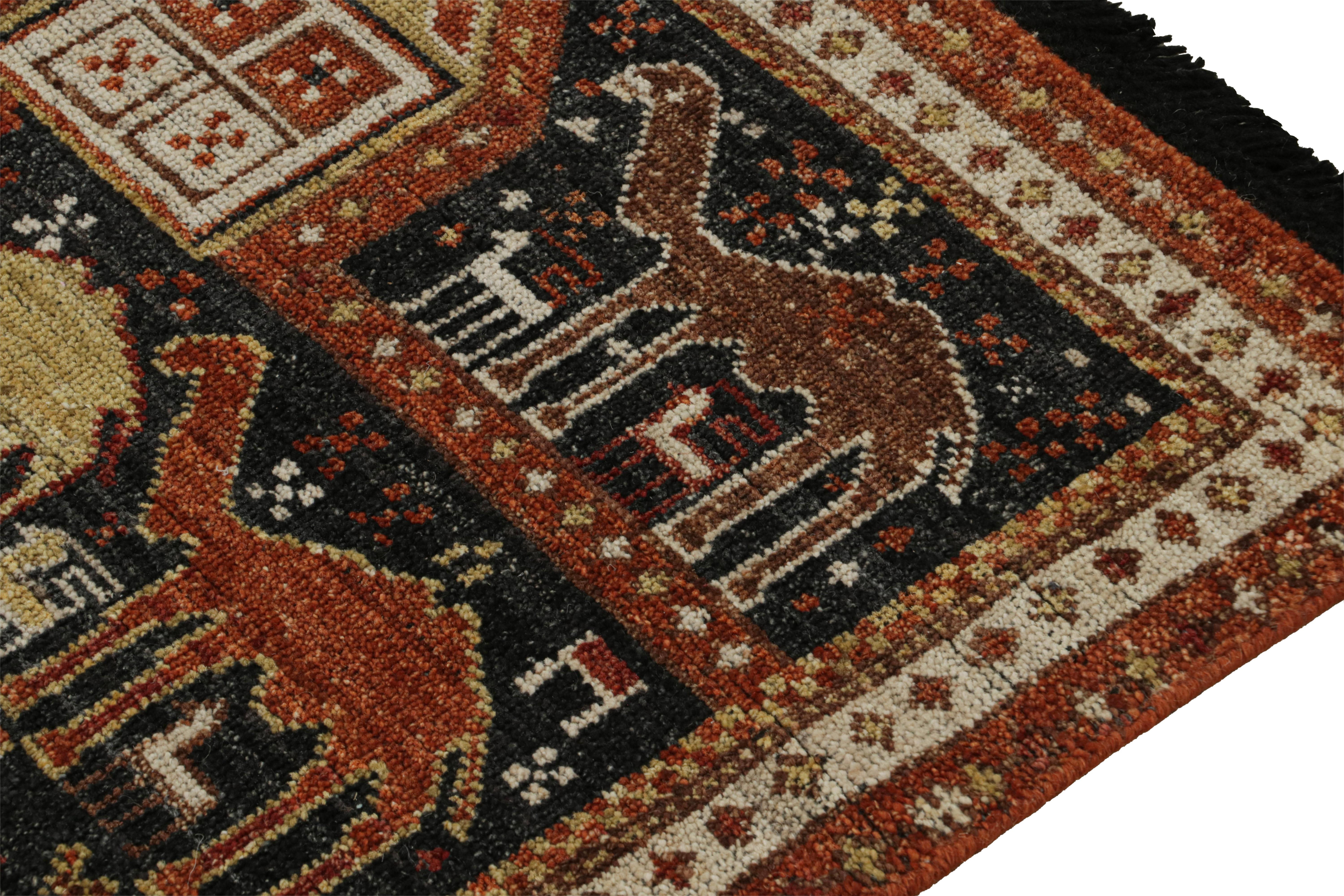 Rug & Kilim’s Tribal style rug in Black with Red, Gold-Brown Pictorial patterns Neuf - En vente à Long Island City, NY