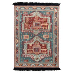 Teppich im Stammesstil von Teppich & Kilims mit blauem und rotem Medaillonmuster