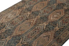 Rug & Kilim's Tribal Style Teppich in Blau, Brown, Rot & Gold Geometrisches Muster
